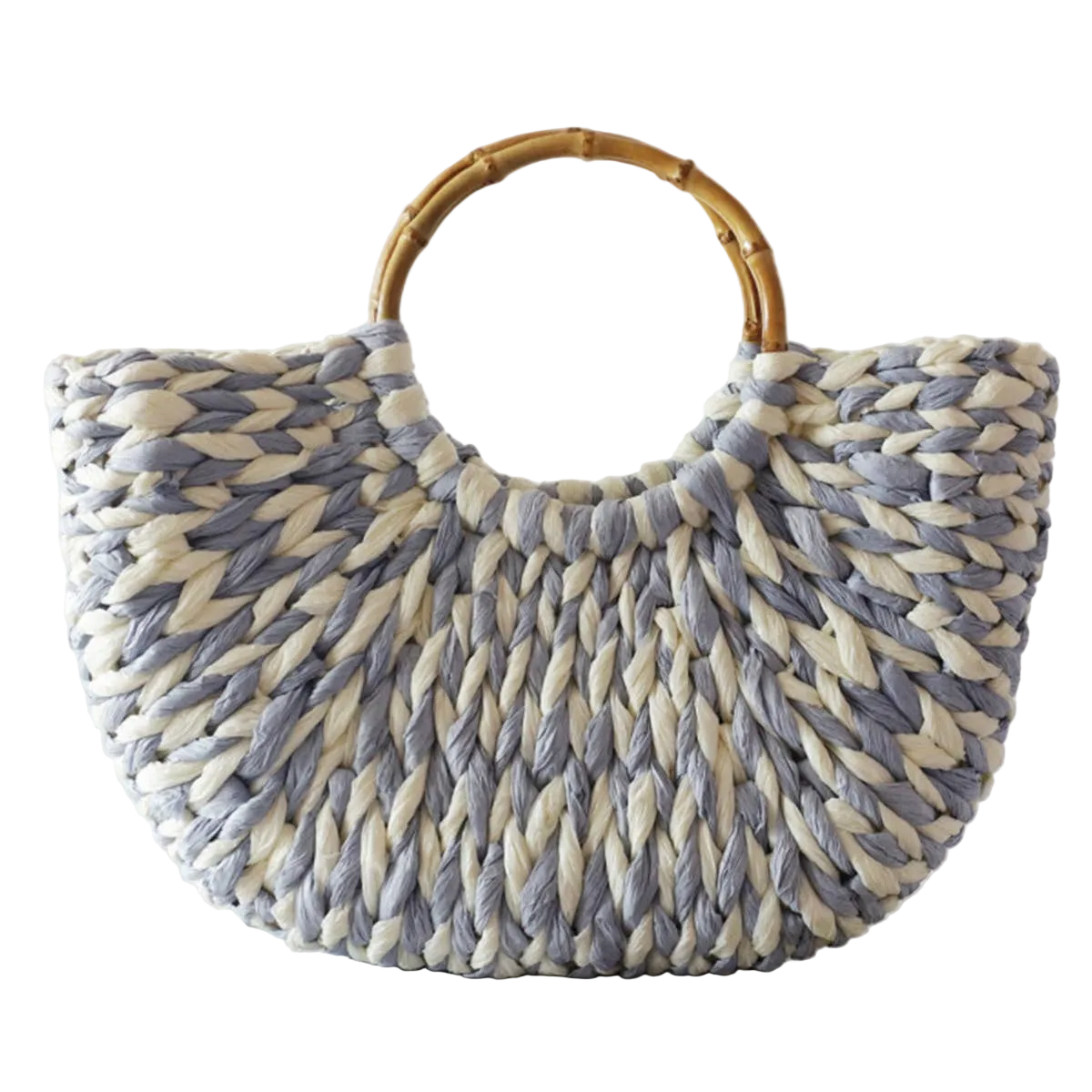 Medium Weaving Straw Bags With Bamboo Handle