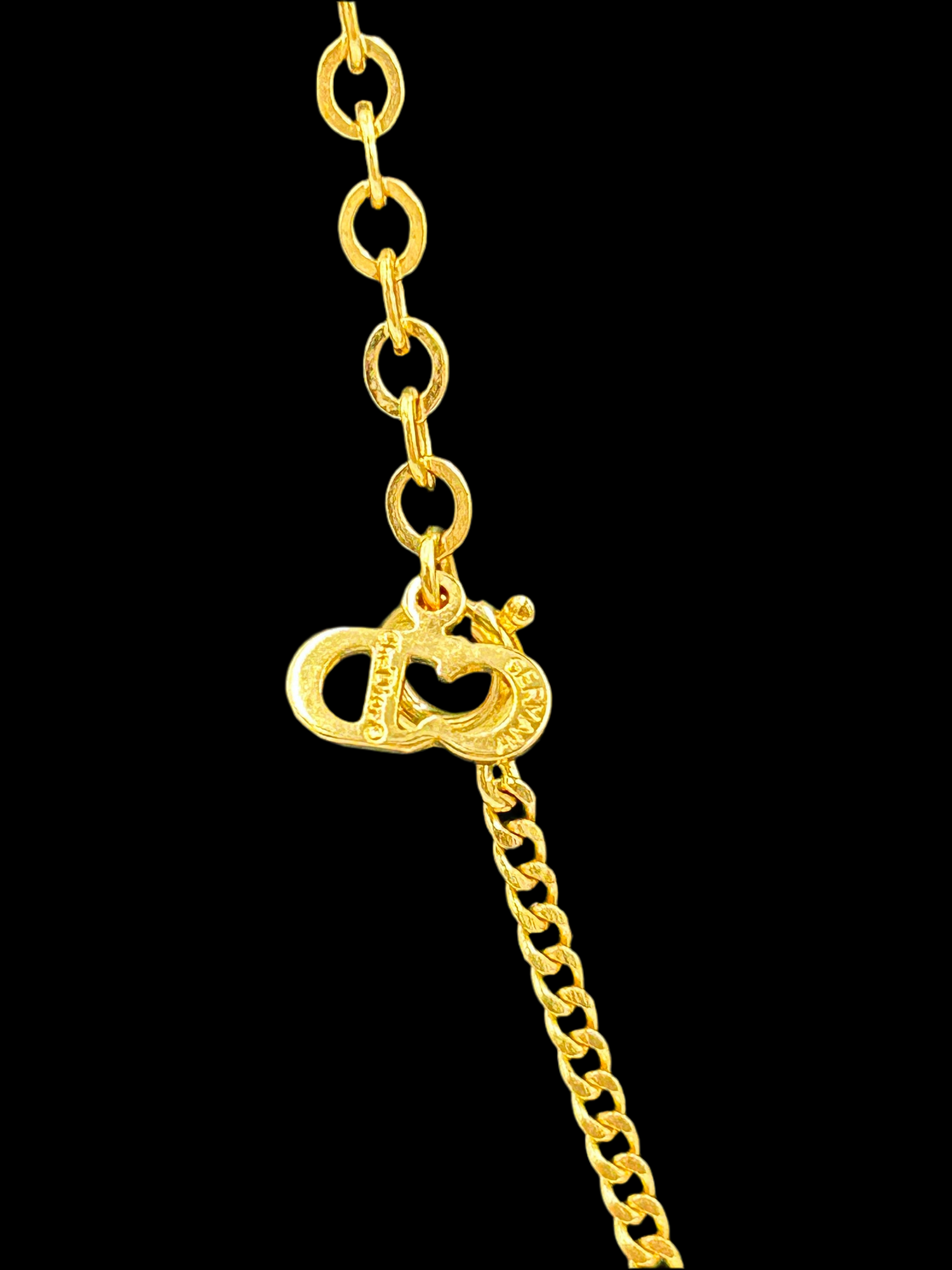 Christian Dior Gold Round Dior Logo Necklace