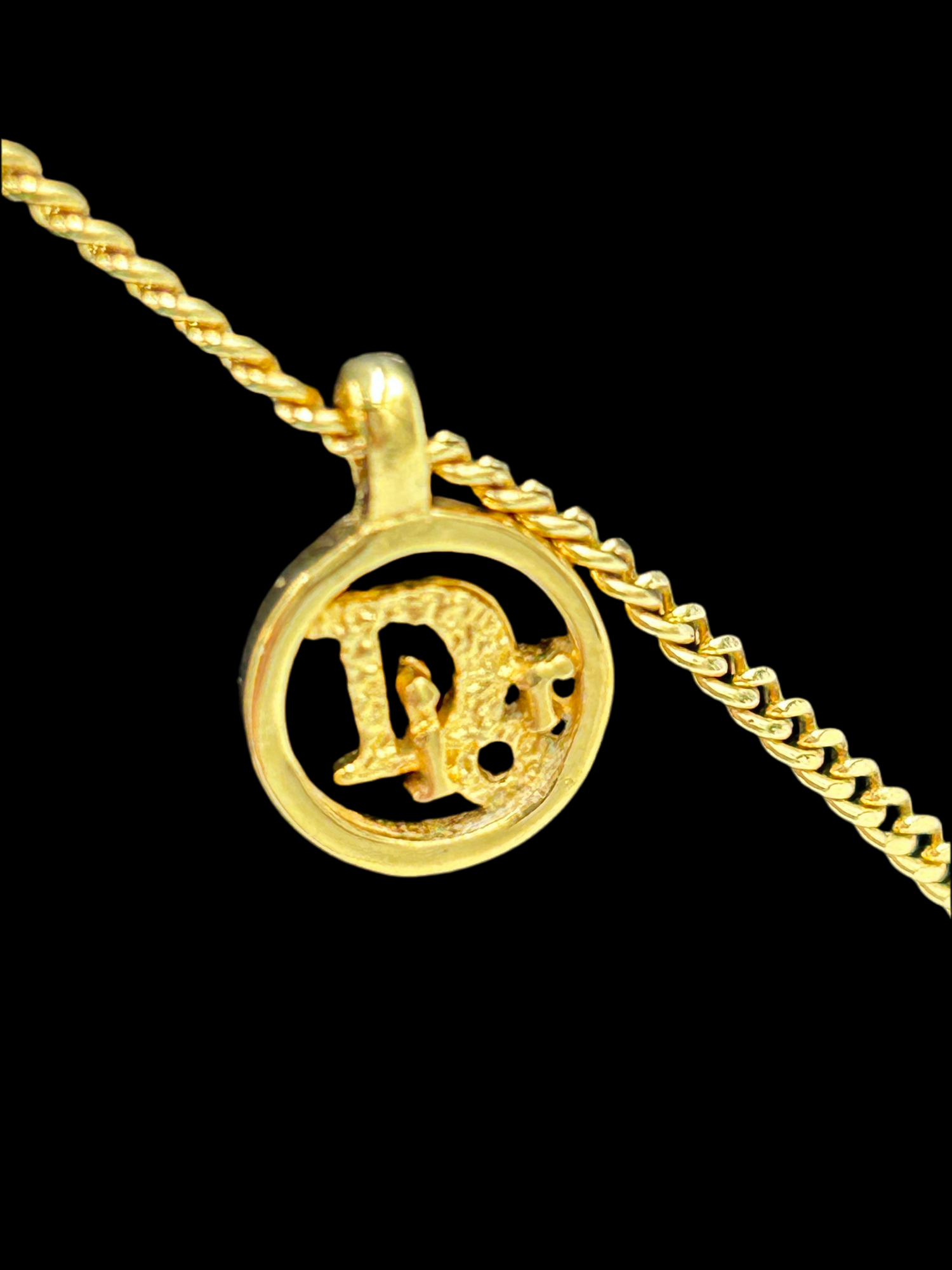 Christian Dior Gold Round Dior Logo Necklace