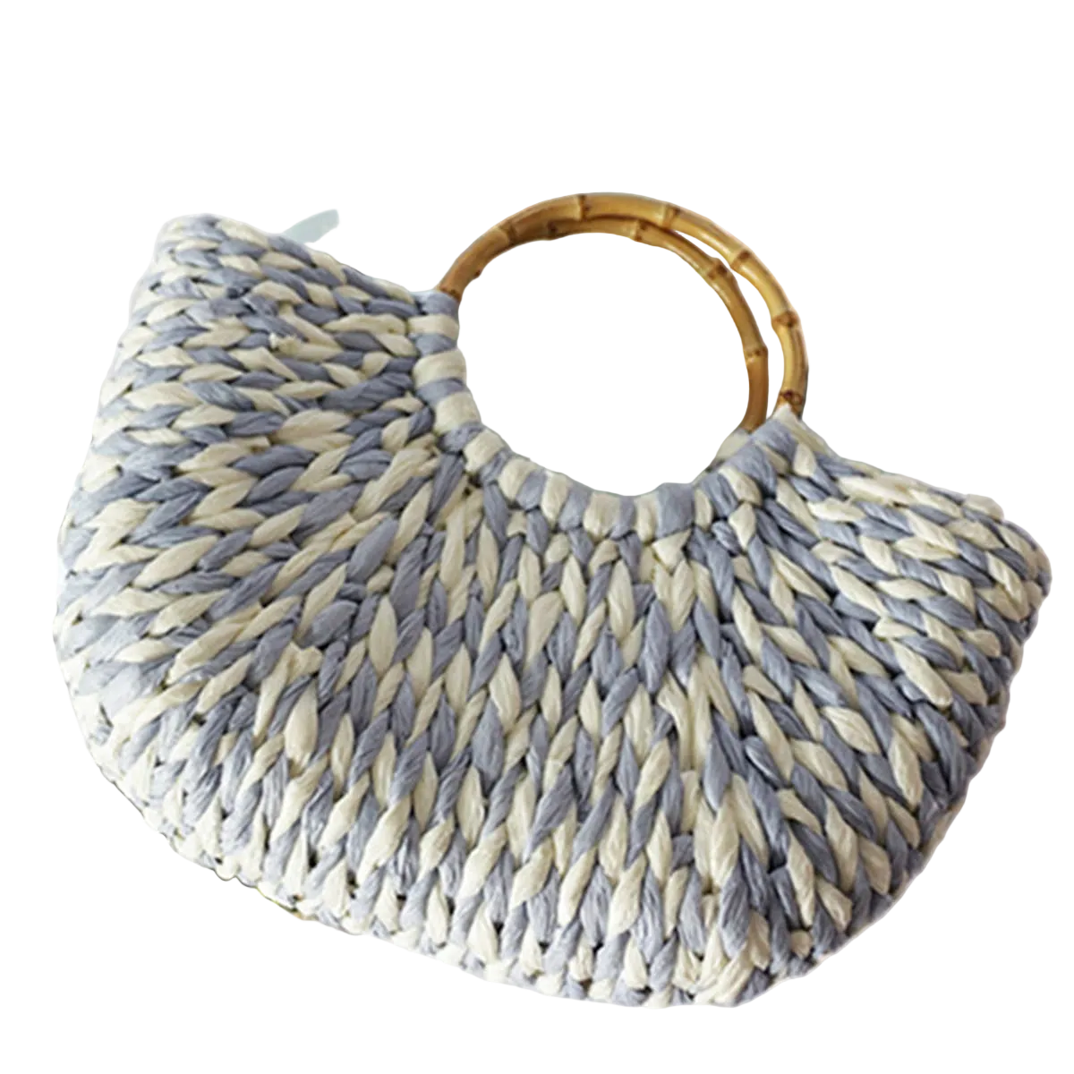 Medium Weaving Straw Bags With Bamboo Handle