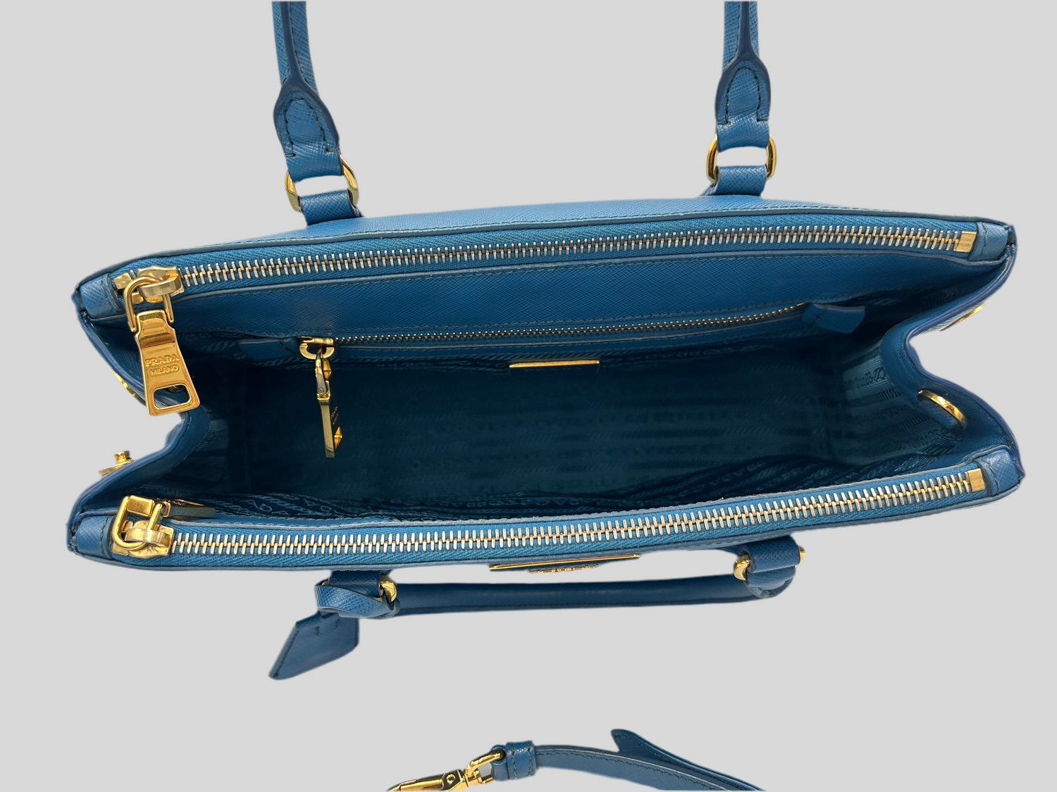 Prada Saffiano Medium Galleria Double Zip Tote with strap and COA