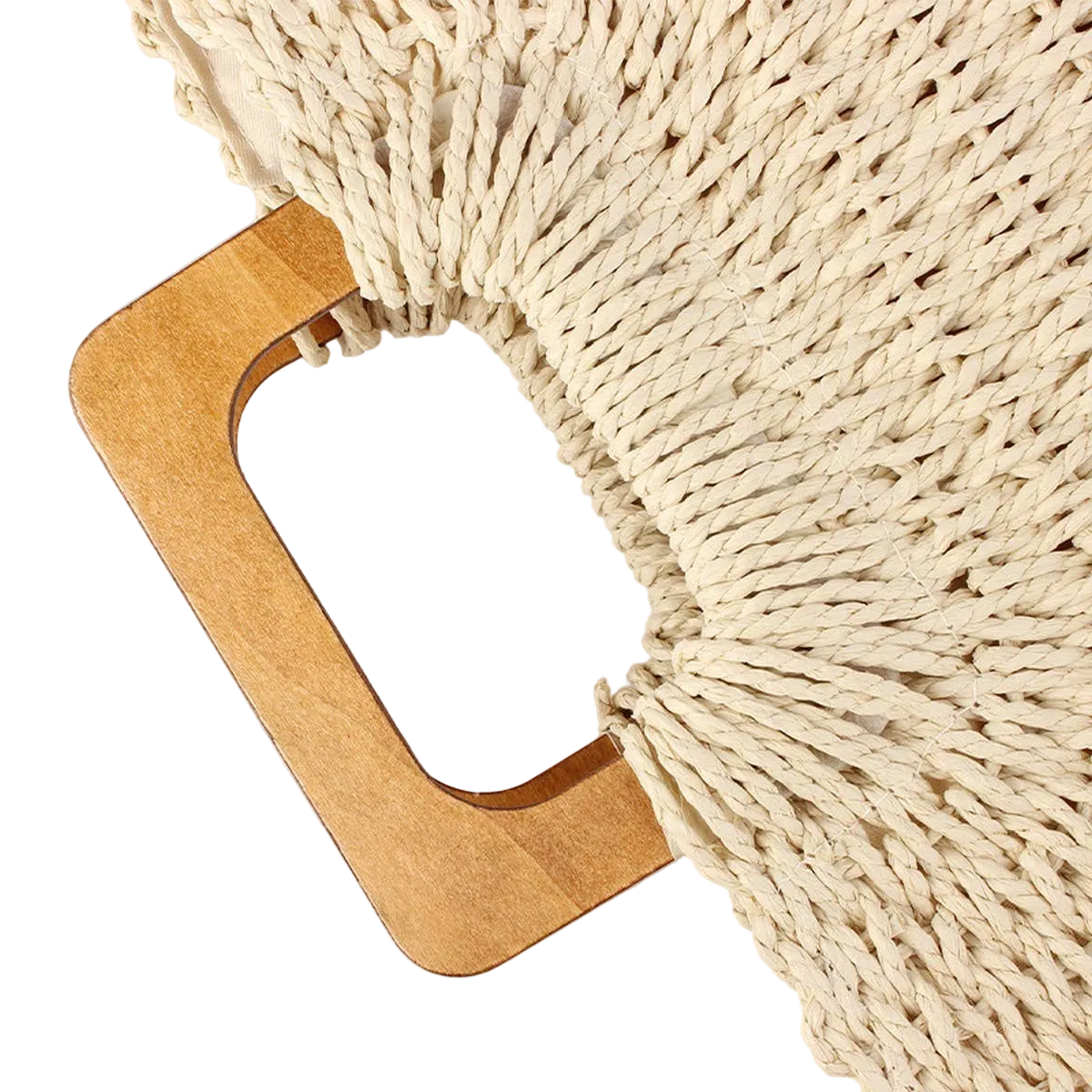 WOODEN HANDLE CASUAL SIMPLE PAPER ROPE WOVEN BAG