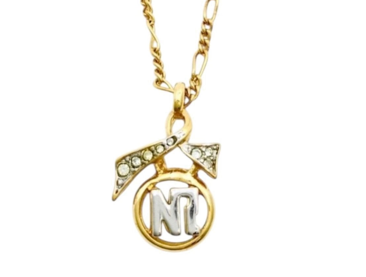 Nina Ricci Rhinestone gold plated necklace