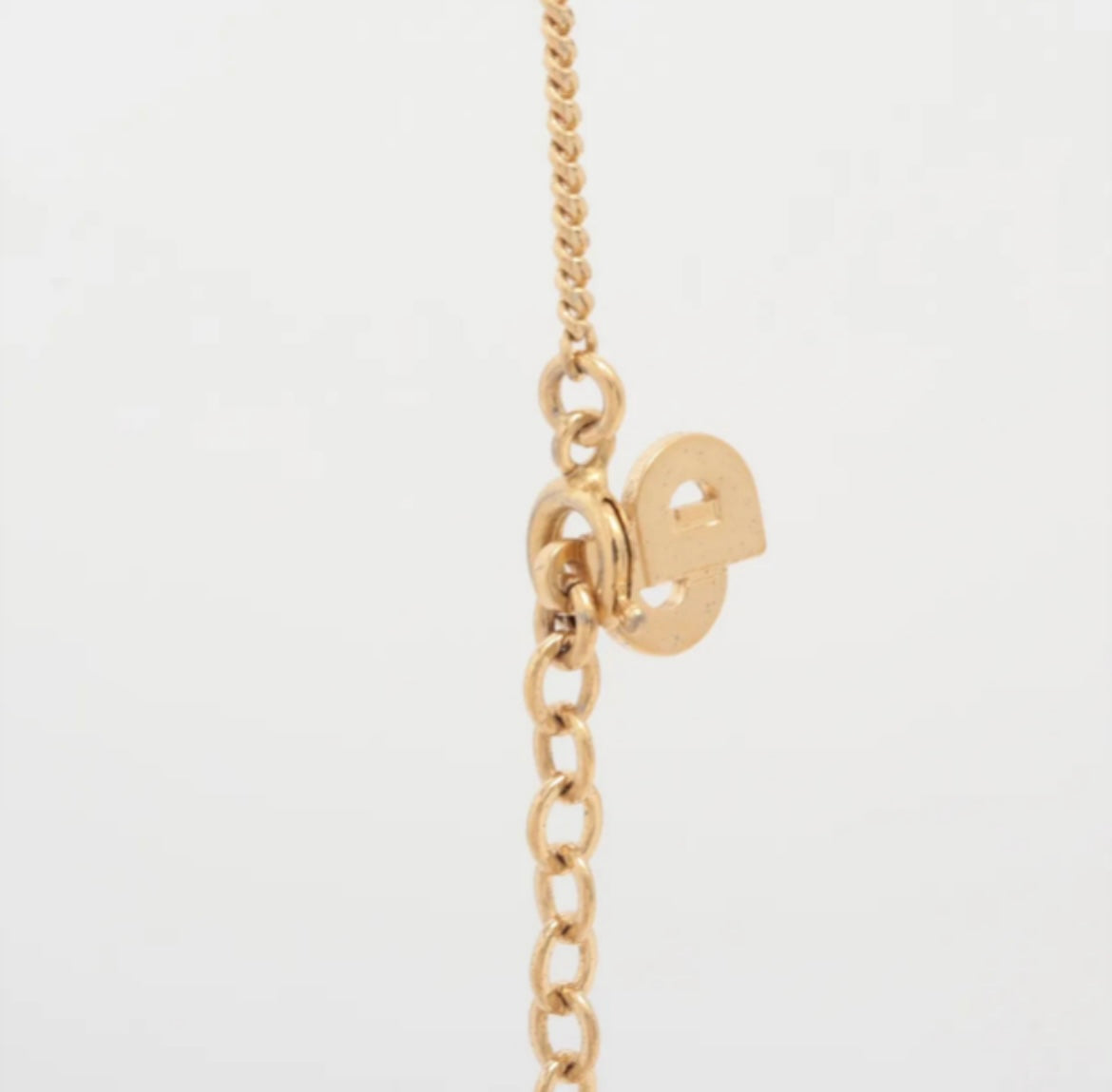 Christian Dior Vintage Rhinestone CD Teardrop Pendant Necklace