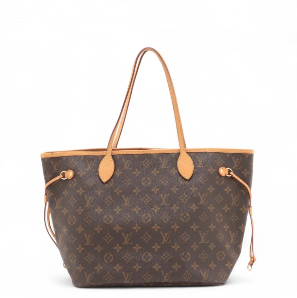 “Louis Vuitton Neverfull MM Monogram Tote — Canvas & Natural Vachetta Leather, Made in Spain”