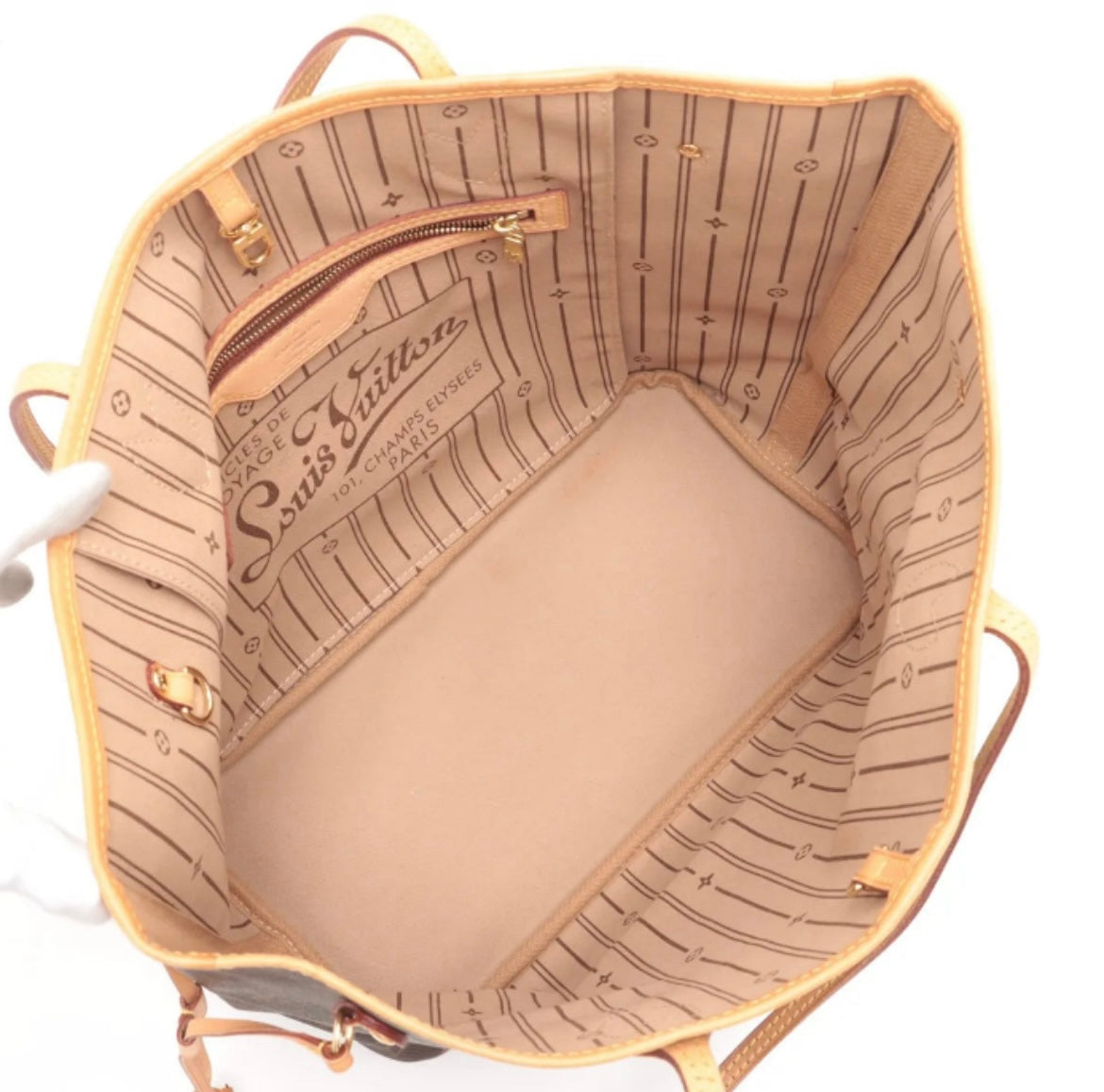 “Louis Vuitton Neverfull MM Monogram Tote — Canvas & Natural Vachetta Leather, Made in Spain”