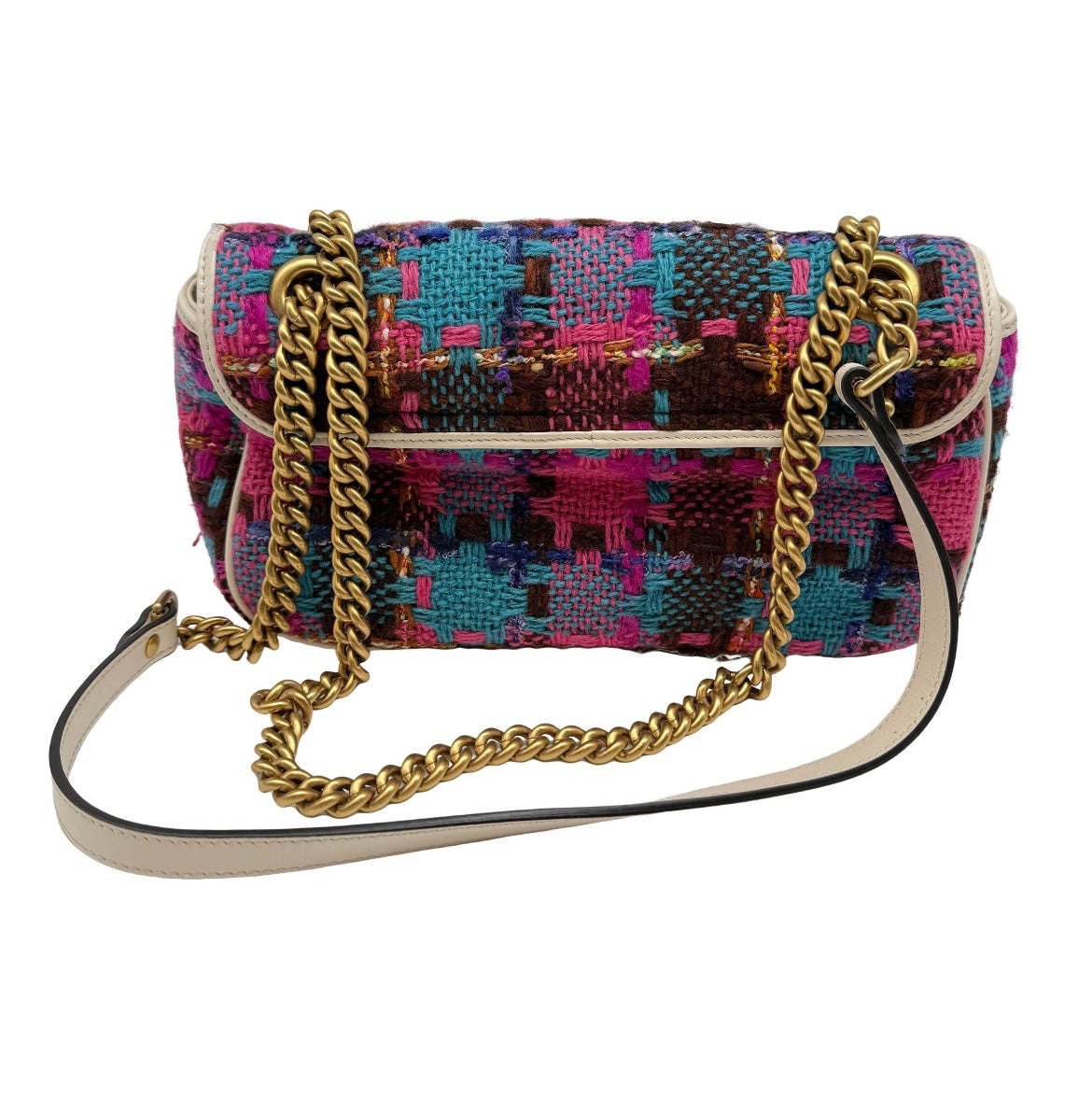 Gucci Tweed Crossbody / Shoulder Bag – Multi-Color Bouclé Tweed with Leather Trim & Chain Strap