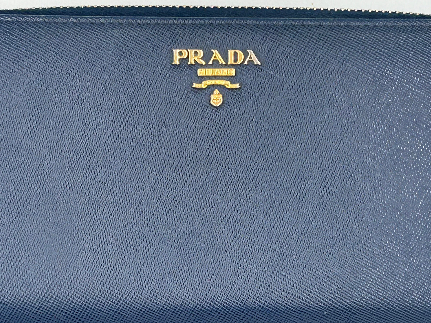 Prada Saffiano Zip-Around Wallet in Deep Blue – Excellent Condition