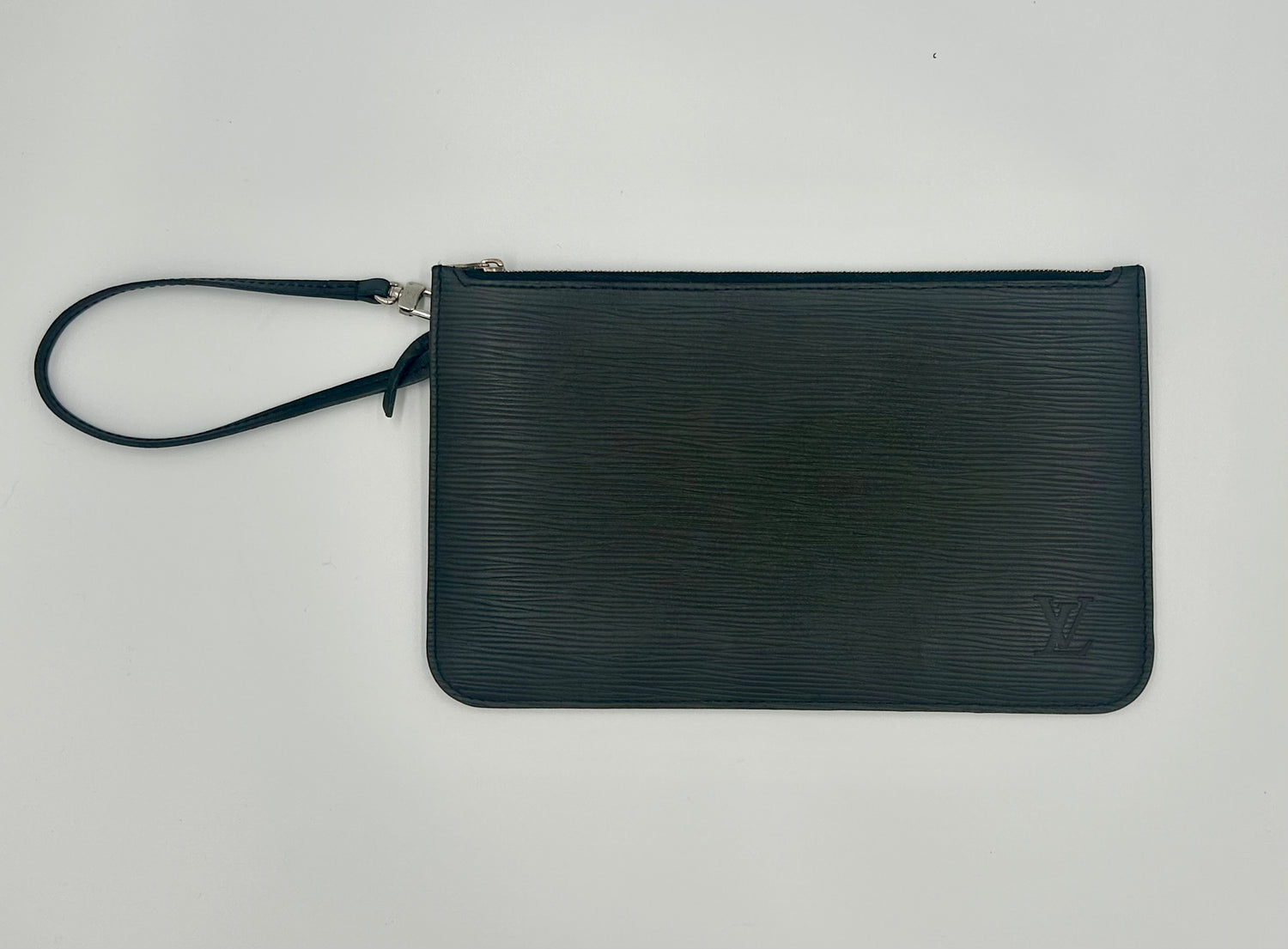 Louis Vuitton Black Epi Leather Pochette / Zip Pouch – Textured Epi, Silver Hardware