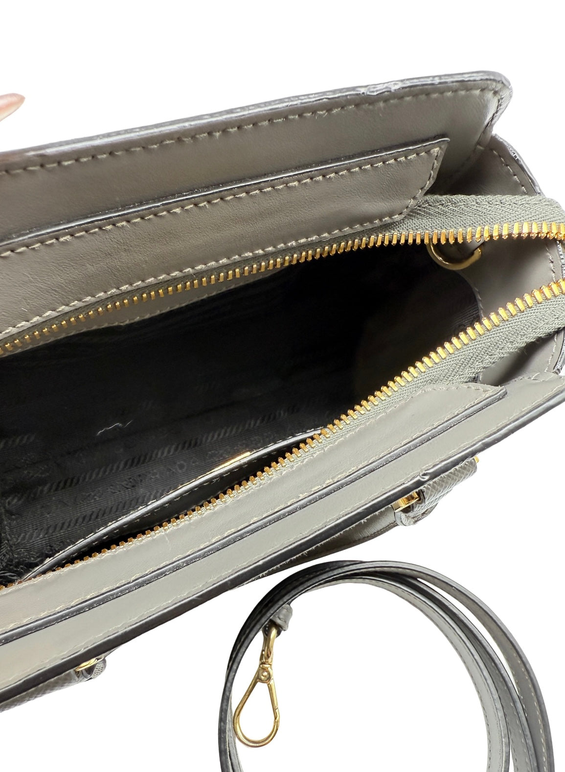 Prada Saffiano Lux Zip Tote in Gray