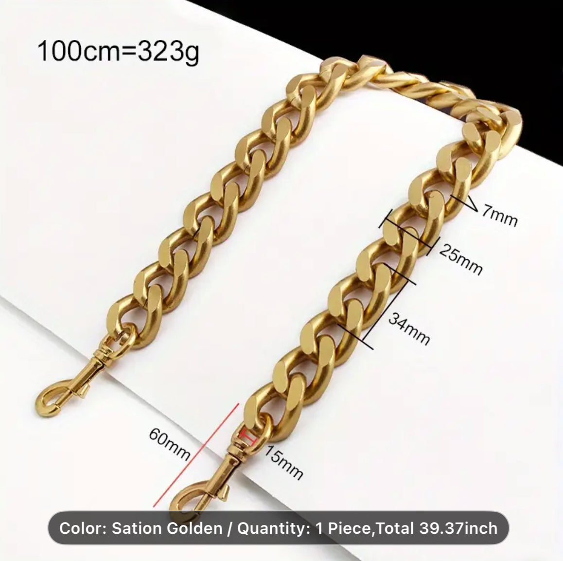 39.37 inch thick chain for wallets- gold