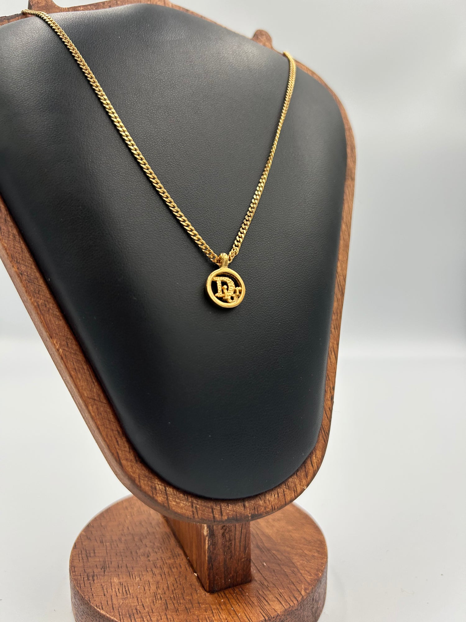 Christian Dior Gold Round Dior Logo Necklace