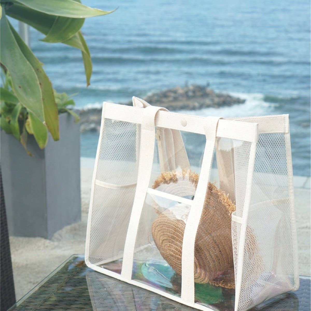 Clear PVC Beach Tote, Waterproof Travel Bag