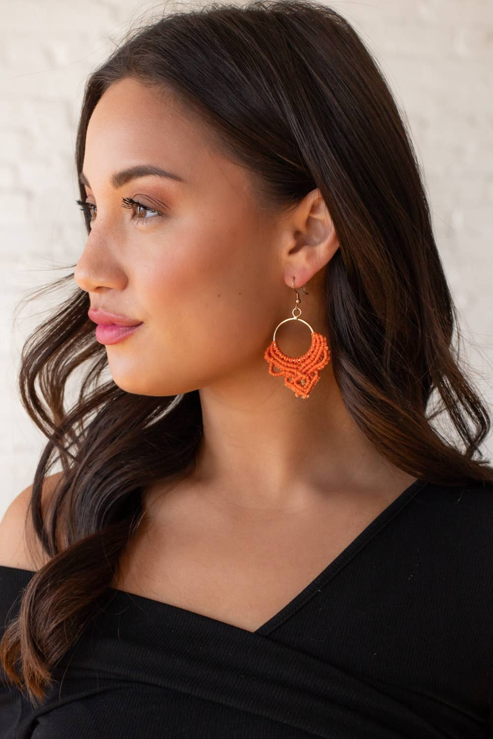 Orange Statement Crochet Earrings