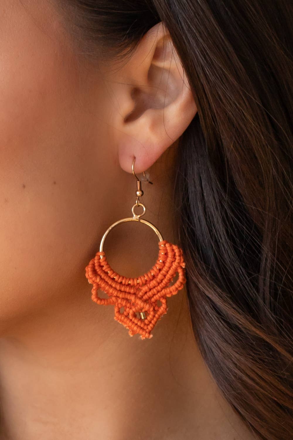 Orange Statement Crochet Earrings