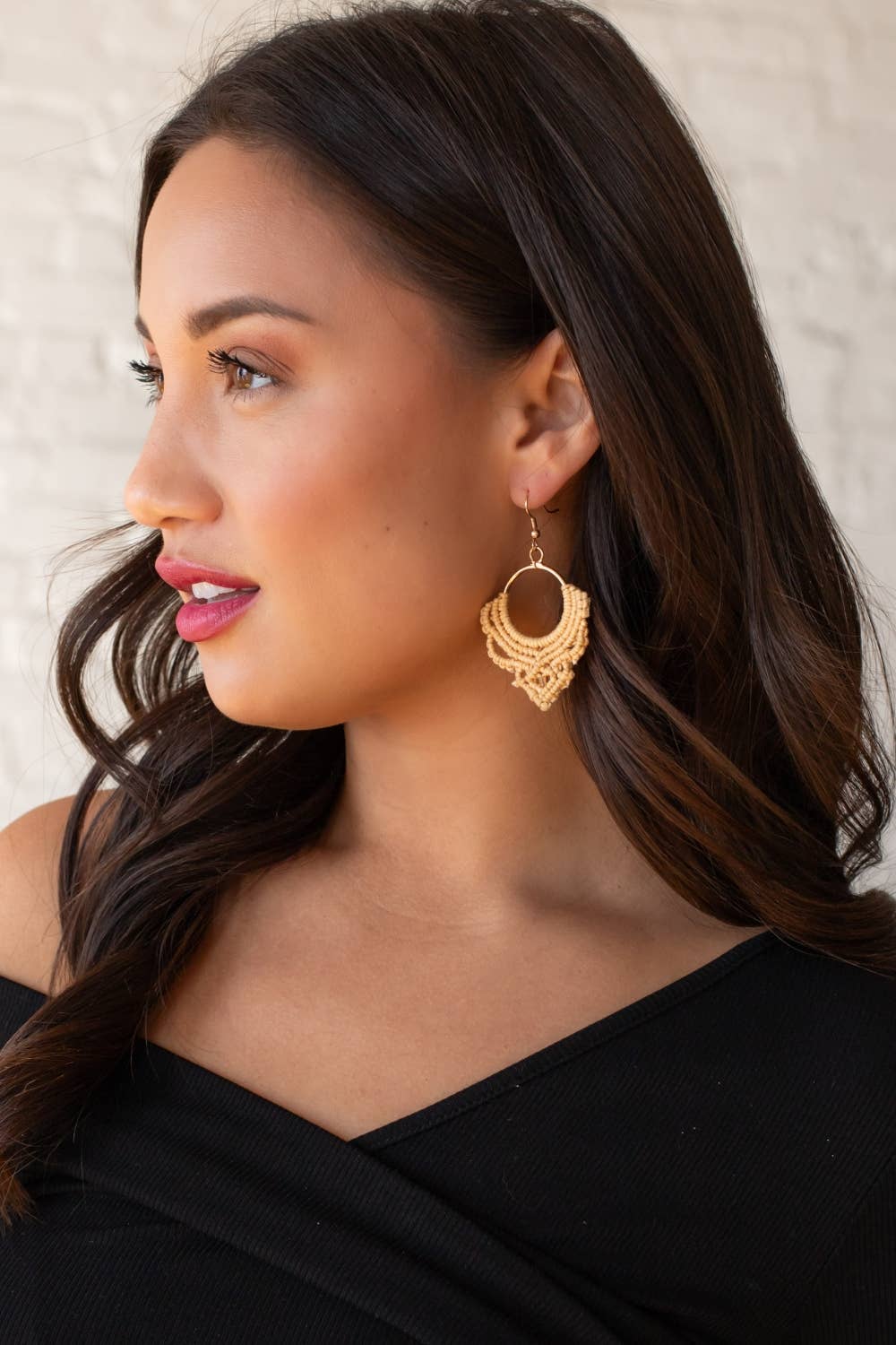 Camel Statement Crochet Earrings