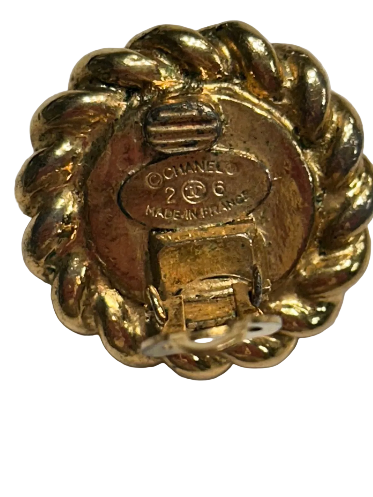 Chanel Vintage 1990 Gripoix Red Glass & Rhinestone Clip-On Earrings – 24k Gold Plated