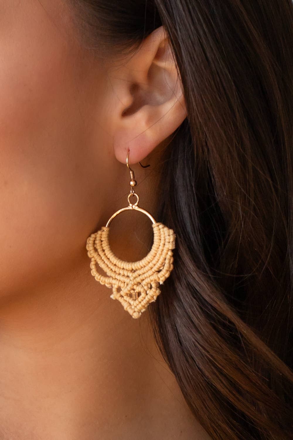 Camel Statement Crochet Earrings