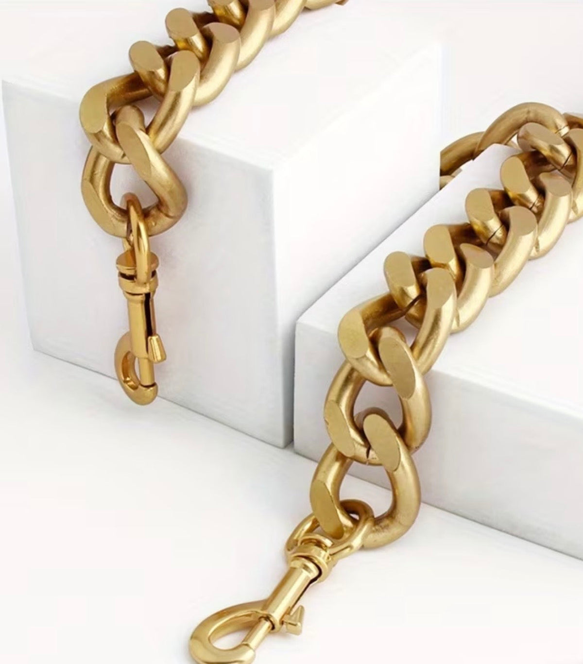 Gold metal aluminum chain crossbody 40 inch