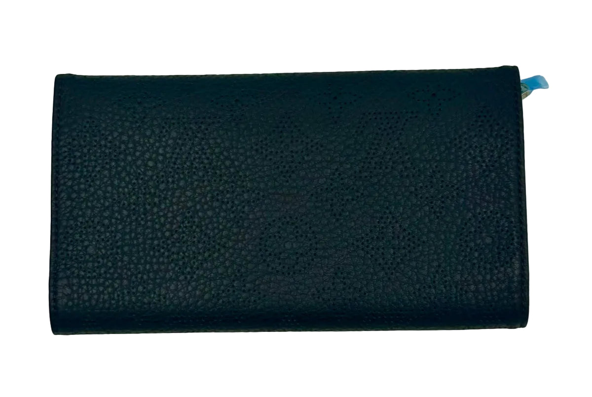 Louis Vuitton Amelia Wallet – Black Mahina Leather with Push Lock Closure