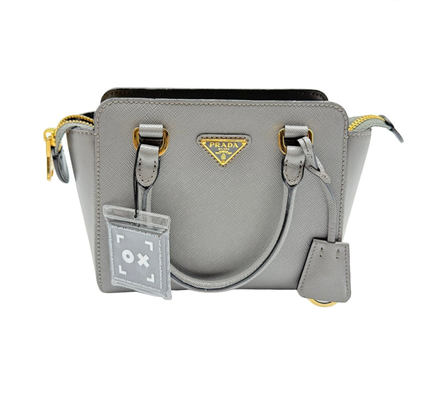 Prada Saffiano Lux Zip Tote in Gray